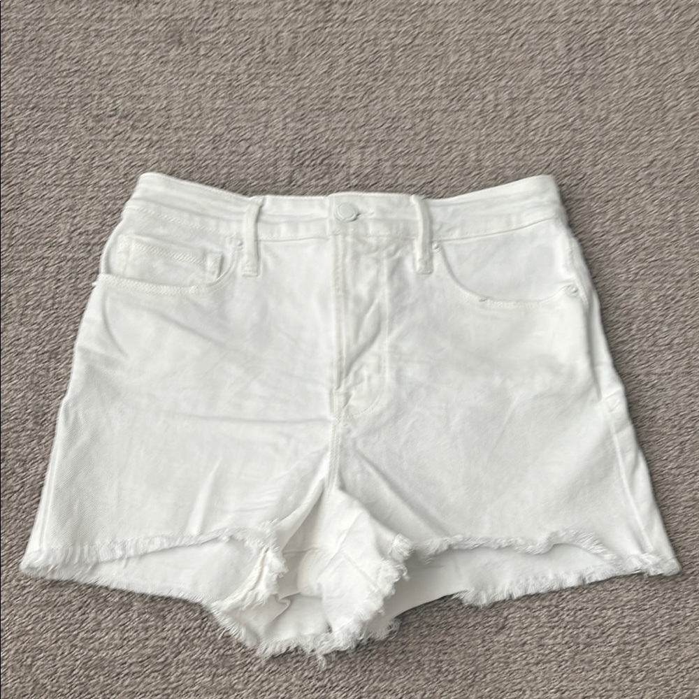 Good American White Distressed Jean Shorts